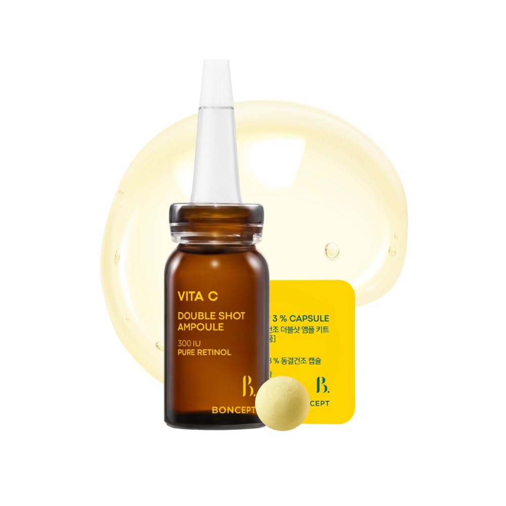 BONCEPT Vita C Capsule Double Shot Ampoule Kit – Korean Serum for Dark Spots & Even Skin Tone