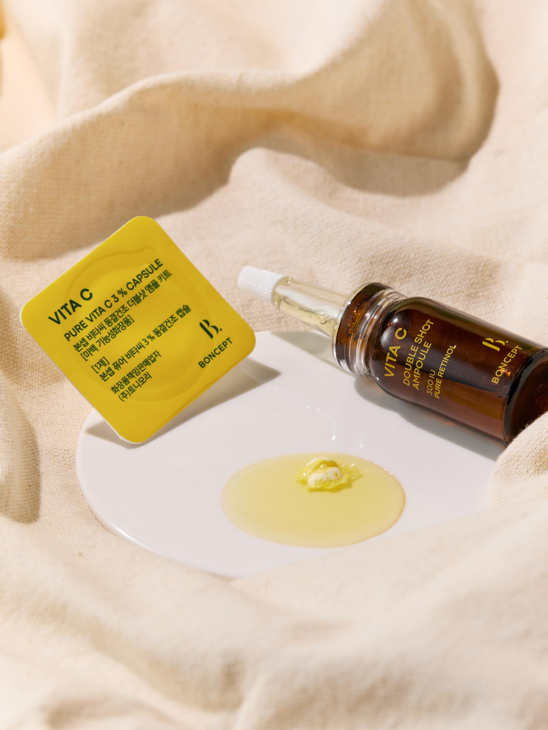 BONCEPT Vita C Capsule Double Shot Ampoule Kit – Korean Serum for Dark Spots & Even Skin Tone