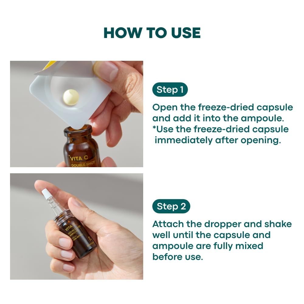BONCEPT Vita C Capsule Double Shot Ampoule Kit – Korean Serum for Dark Spots & Even Skin Tone