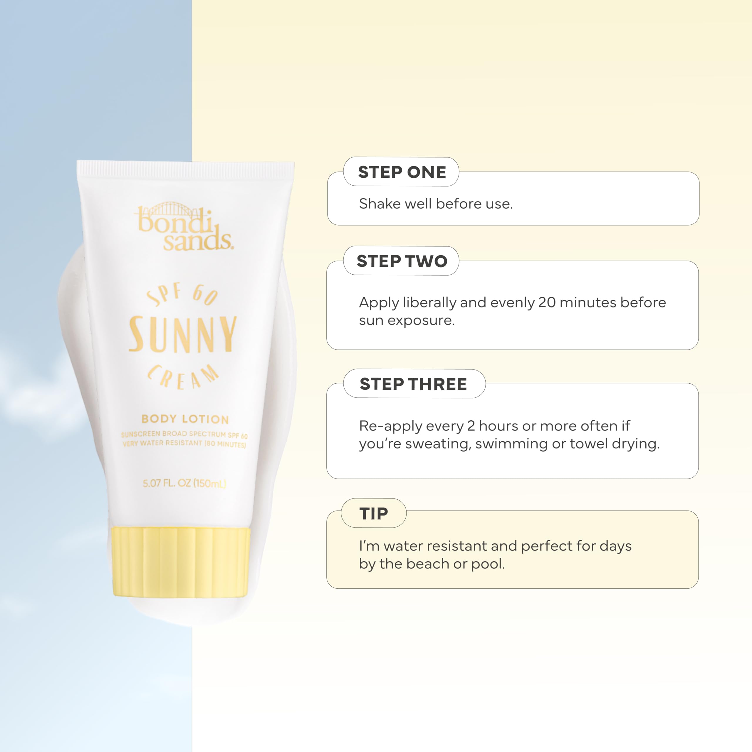 Bondi Sands Sunny Cream SPF 60 Body Lotion – Hydrating Broad Spectrum Sunscreen
