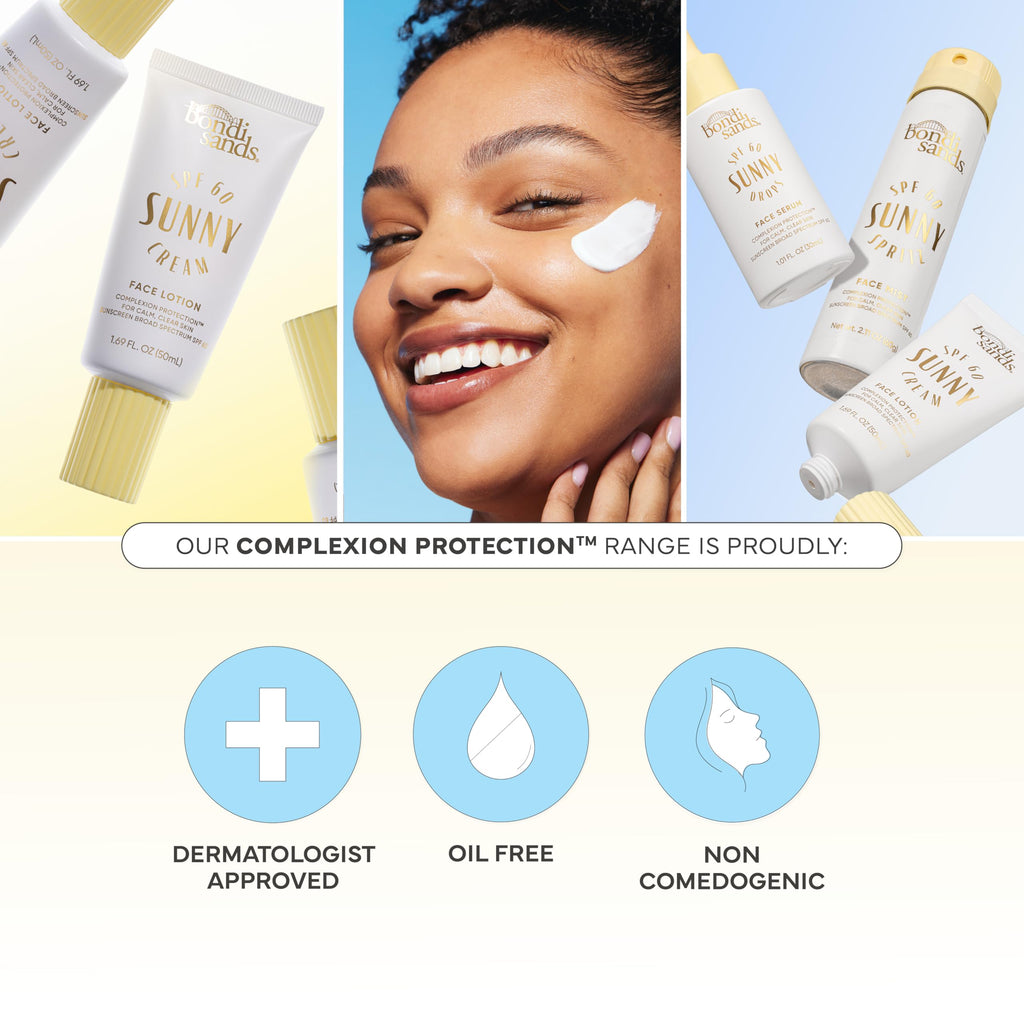 Bondi Sands Sunny Cream SPF 60 Face Lotion – Hydrating, Oil-Free Daily Sunscreen