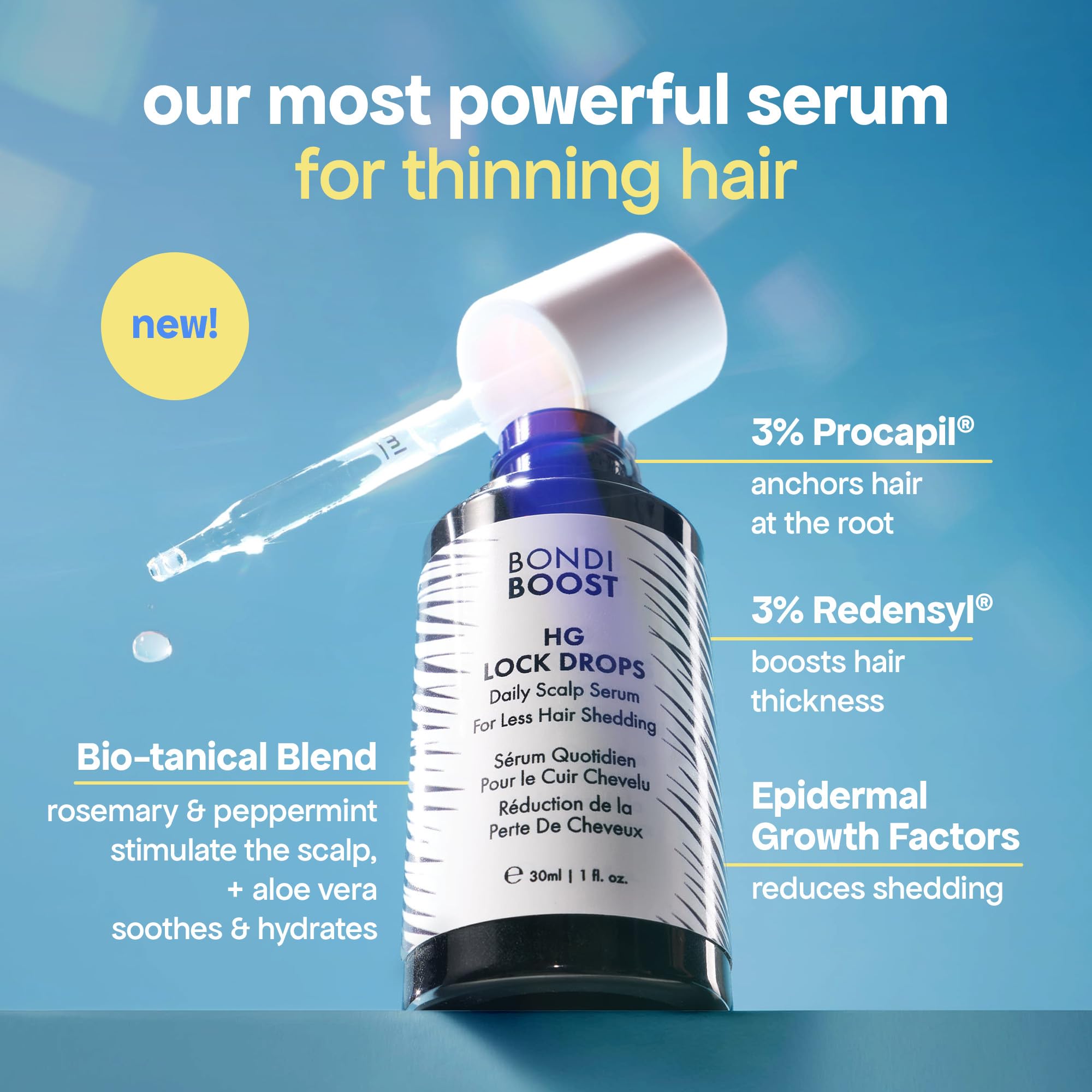 BondiBoost HG Lock Drops Daily Hair Serum for Women – Non-Greasy, Color-Safe & Thicker-Looking Hair
