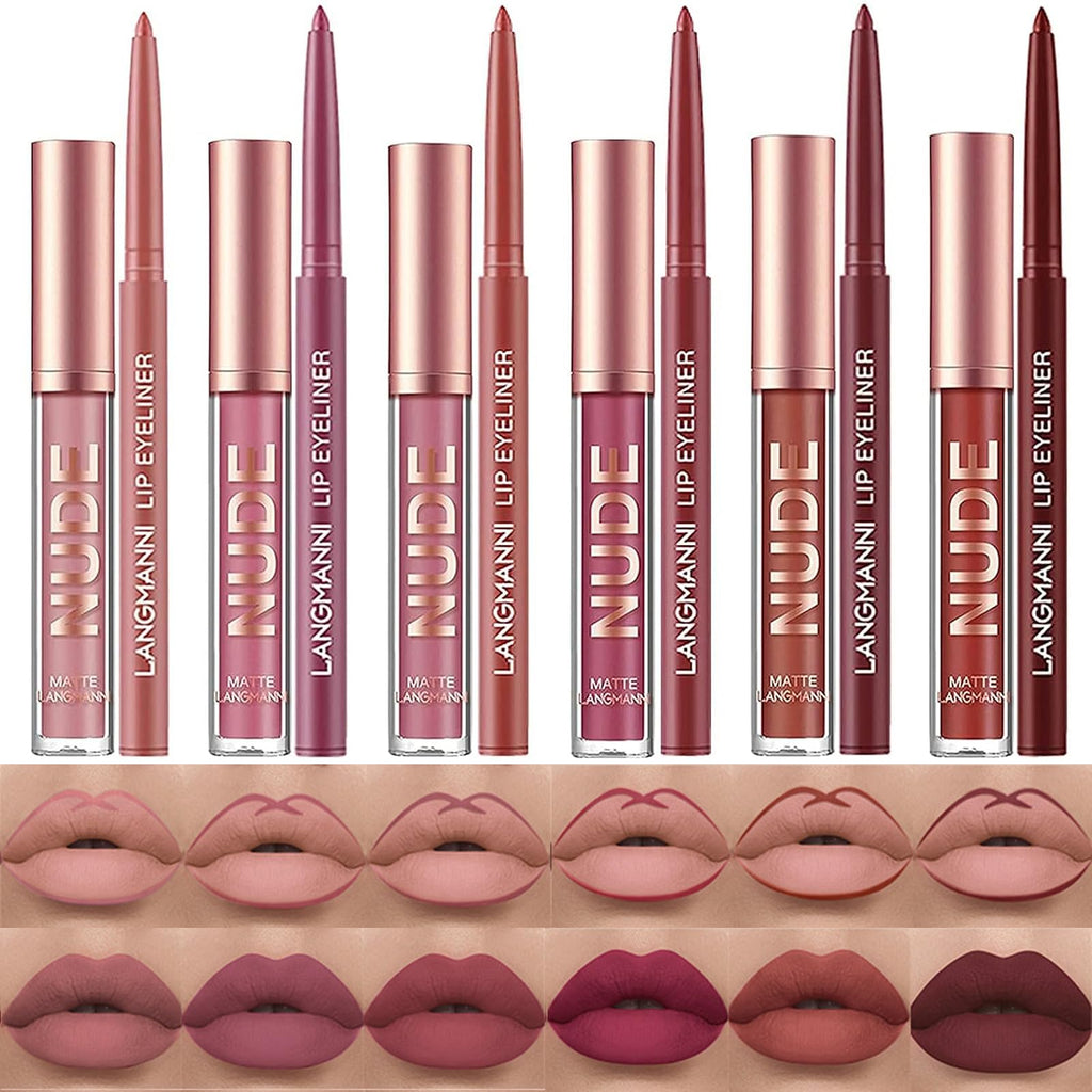 BONNIE CHOICE 12-Piece Matte Lipstick & Lip Liners Set – Waterproof & Long-Lasting