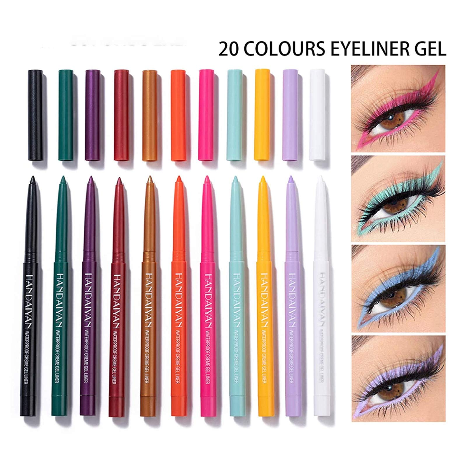 BONNIE CHOICE 20 Colors Eyeliner Pencil Set – Waterproof & Retractable