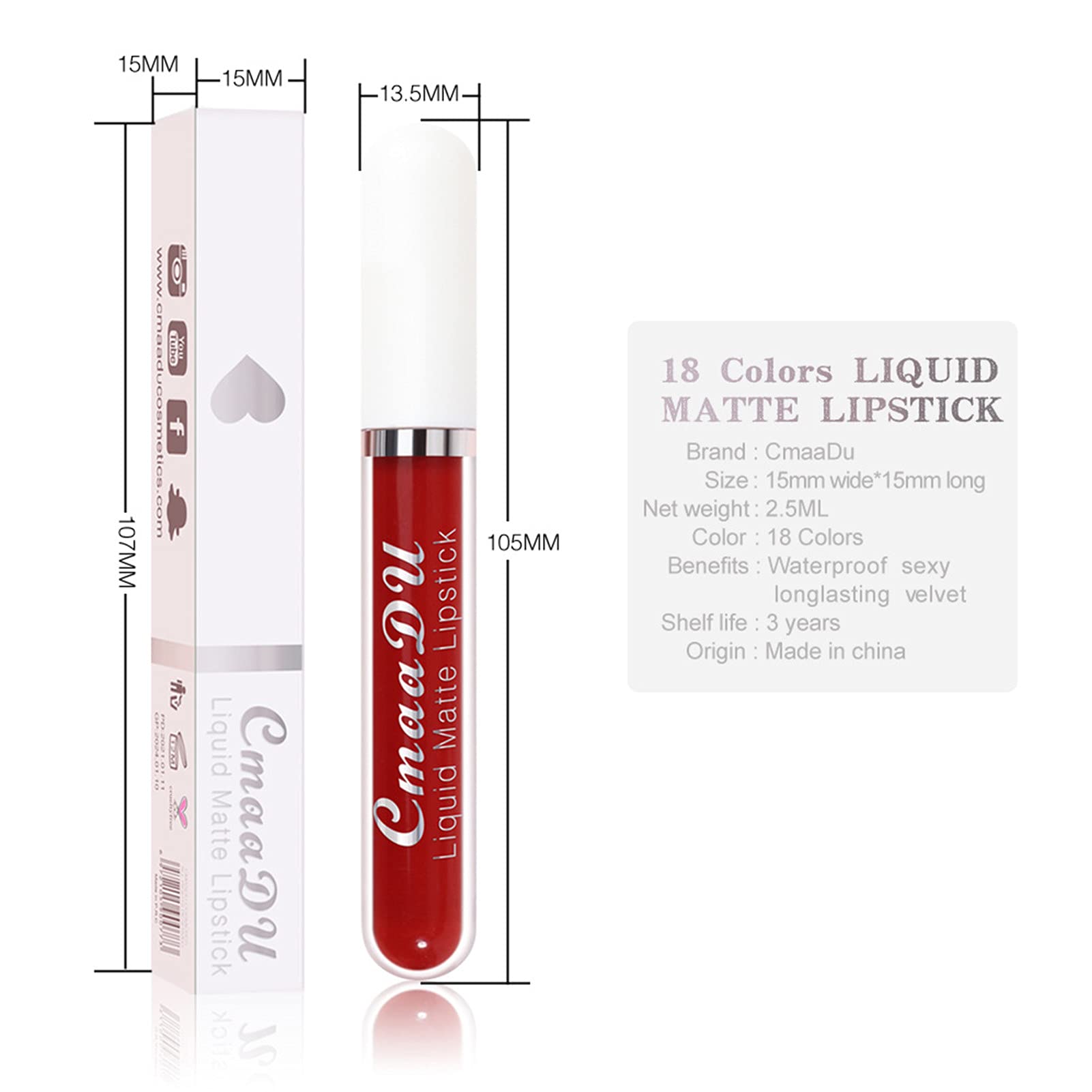 BONNIE CHOICE 18-Pcs Matte Liquid Lipstick Set – Waterproof, Long-Wearing, 18 Rich Shades