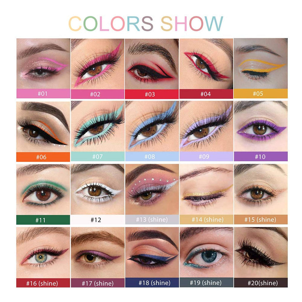 BONNIE CHOICE 20 Colors Eyeliner Pencil Set – Waterproof & Retractable