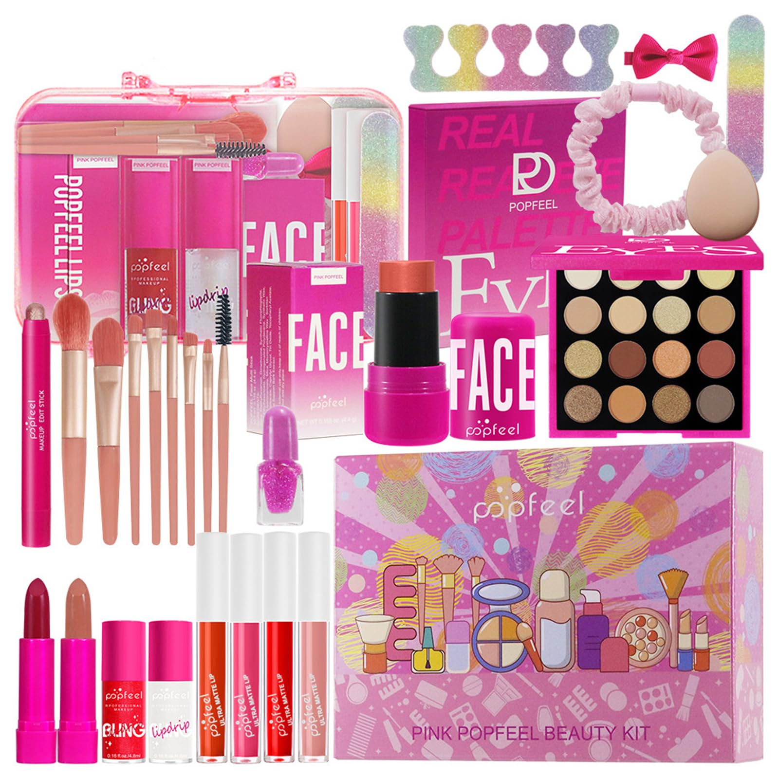BONNIE CHOICE Hot Pink All-In-One Makeup Kit – Complete Gift Set for Women