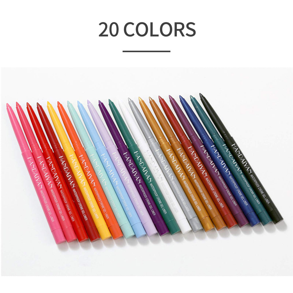 BONNIE CHOICE 20 Colors Eyeliner Pencil Set – Waterproof & Retractable