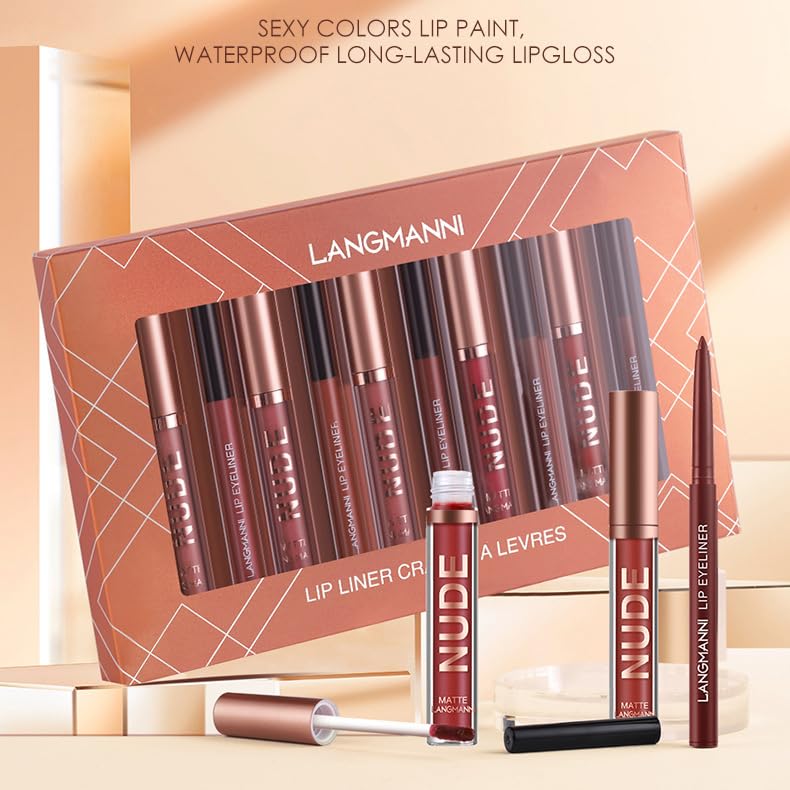 BONNIE CHOICE 12-Piece Matte Lipstick & Lip Liners Set – Waterproof & Long-Lasting