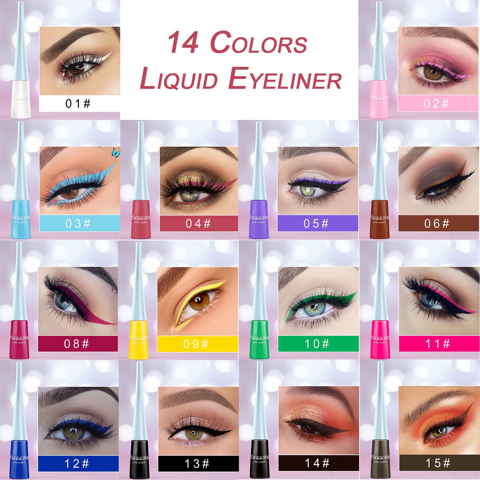 BONNIE CHOICE 14 Colors Liquid Eyeliner – Waterproof Matte Fluorescent Eyeliners for Eyes, Face & Body (Cosplay & Gifts)