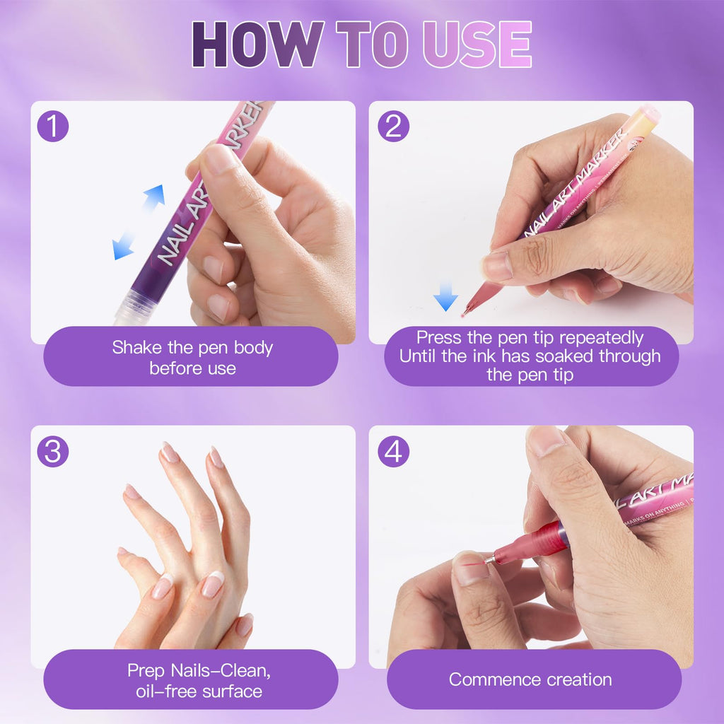 BONTOP Nail Art Pens – 24 Colors, 0.5mm Tip, Waterproof & Quick-Drying