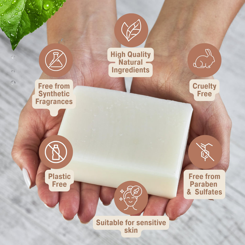 Bonuderm Unscented & Fragrance Free Soap (4-Pack) – Natural Vegan Bar for Sensitive Skin