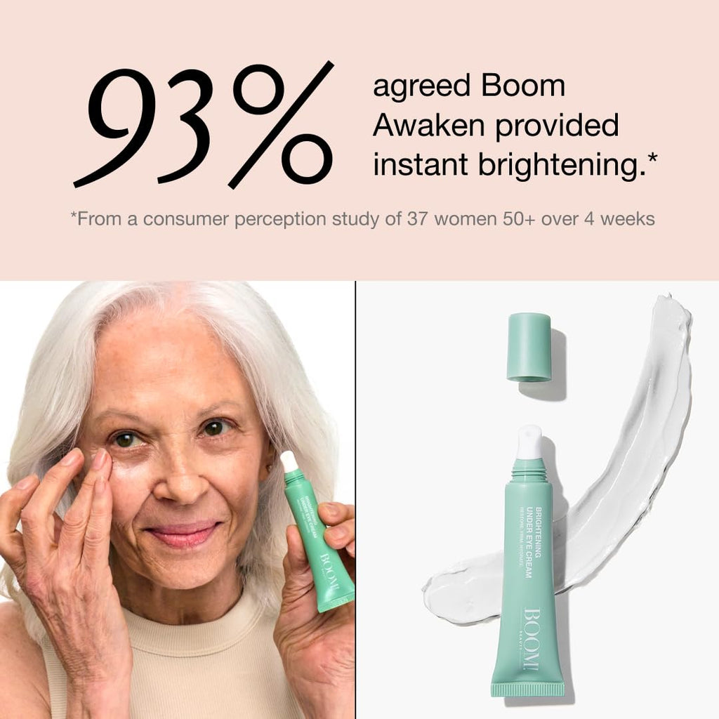Boom Awaken Cooling Under Eye Cream - Vitamin C, Licorice Root, Wild Mint, Green Tea (0.5 oz)