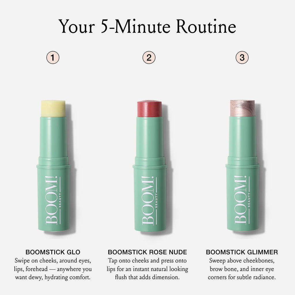 Boomstick Trio Rose Nude 3 Pack – Cream Blush, Highlighter & Moisturizer | BOOM! by Cindy Joseph
