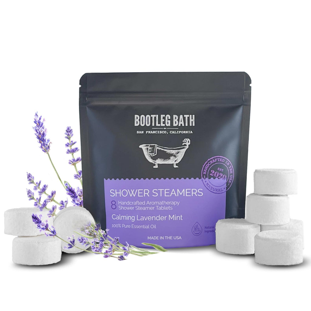 BOOTLEG BATH Shower Steamers Aromatherapy Lavender 8 Pack – 100% Pure Essential Oils, All Natural, Made in USA