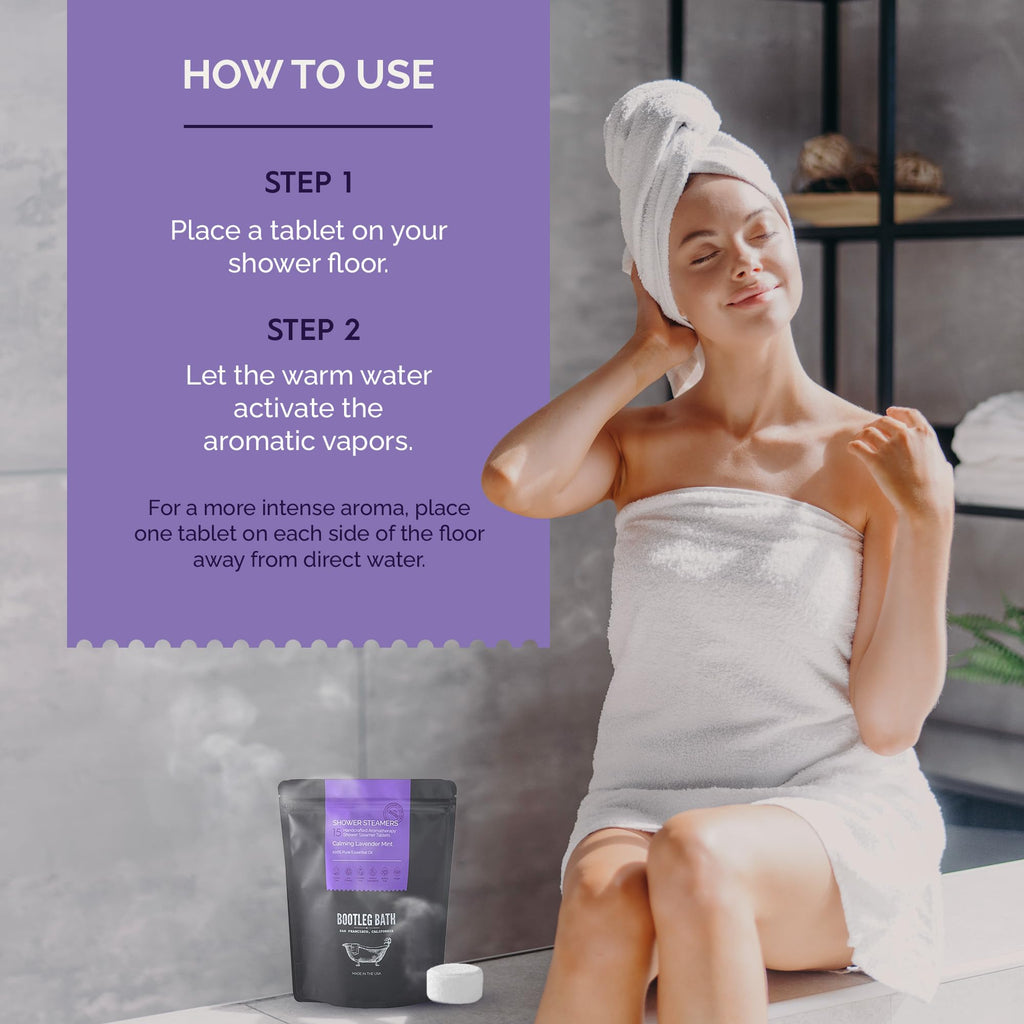 BOOTLEG BATH Shower Steamers Aromatherapy Lavender 8 Pack – 100% Pure Essential Oils, All Natural, Made in USA