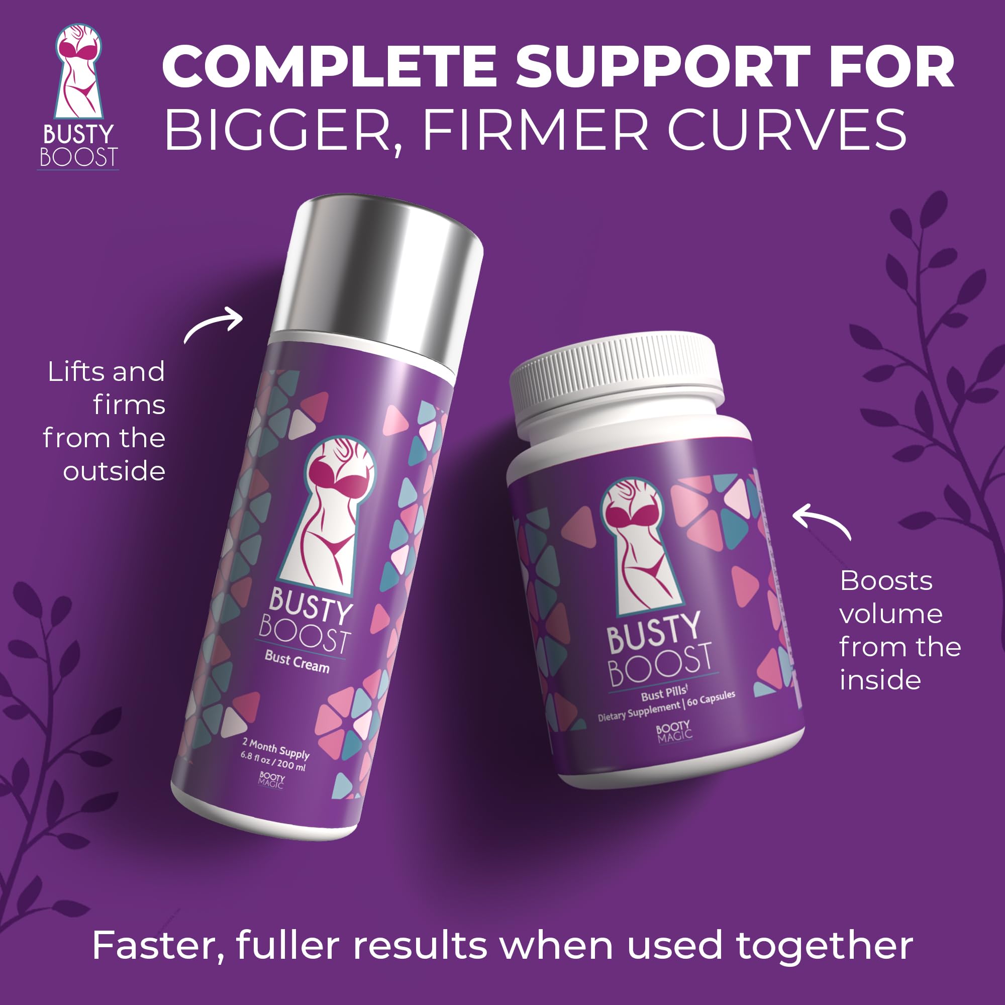 Booty Magic Busty Boost Breast Enhancement Cream – Natural Firming & Lifting (2 Month Supply)
