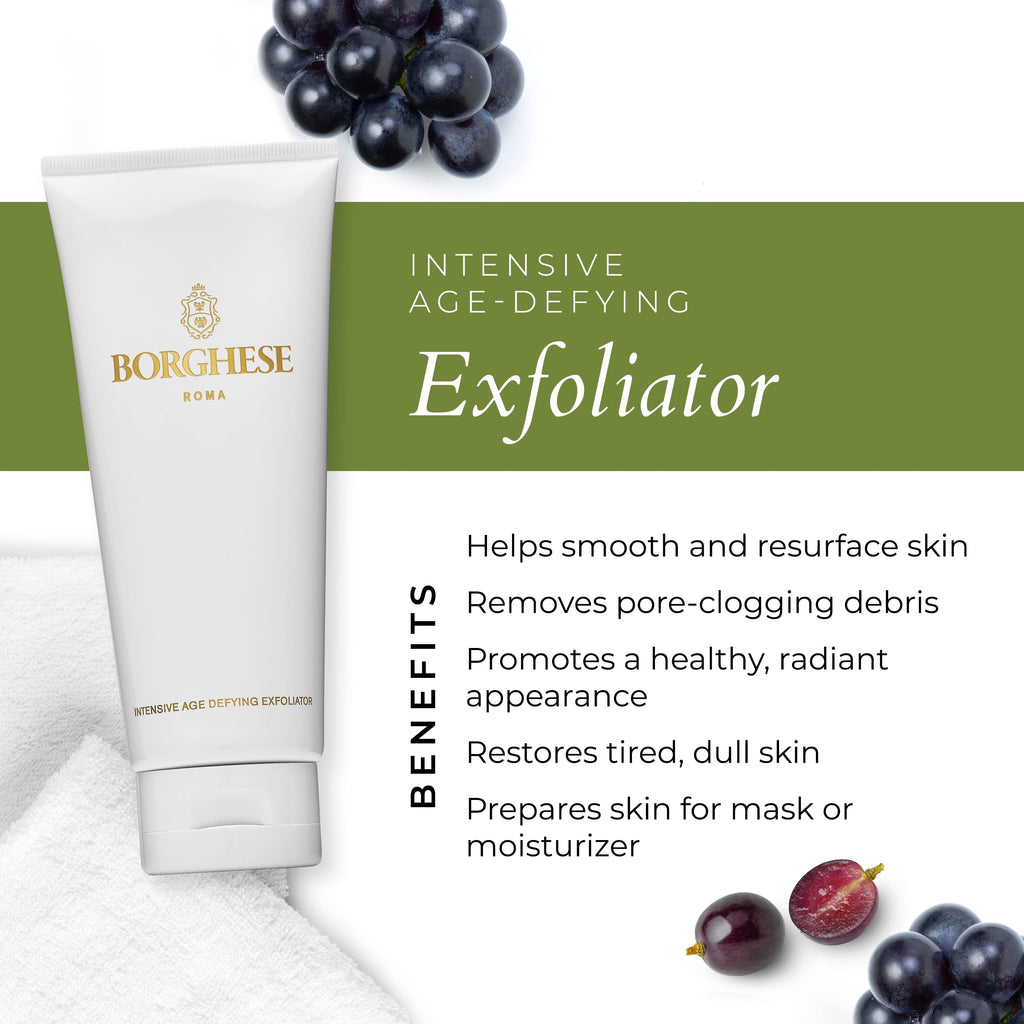 Borghese Intensive Age Defying Exfoliator – Weekly Foaming Facial Scrub with Peptides & Hyaluronic Acid