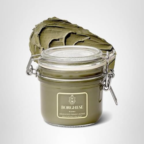 Borghese Advanced Fango Active Mud Mask for Face & Body – Bentonite Clay & Hyaluronic Acid, Normal to Oily Skin, 7.5 oz