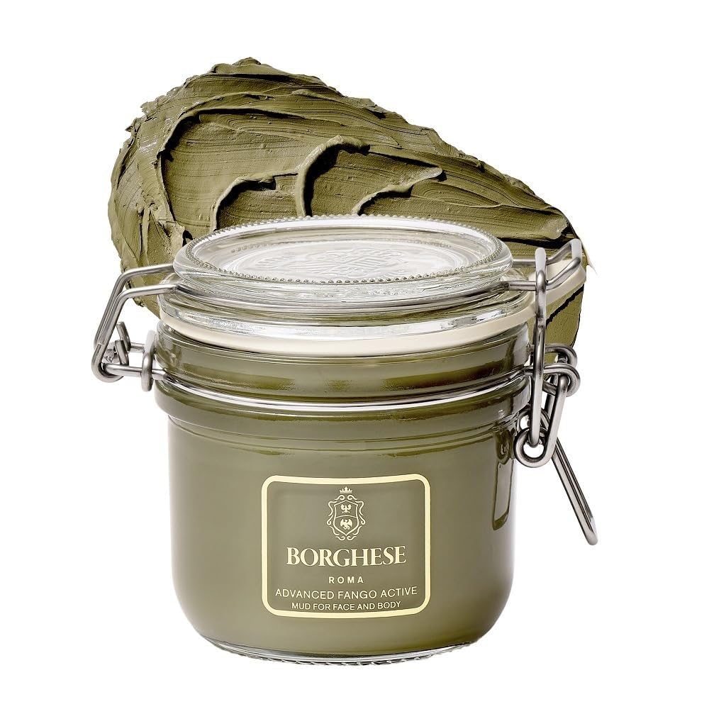 Borghese Advanced Fango Active Mud Mask for Face & Body – Bentonite Clay & Hyaluronic Acid, Normal to Oily Skin, 7.5 oz