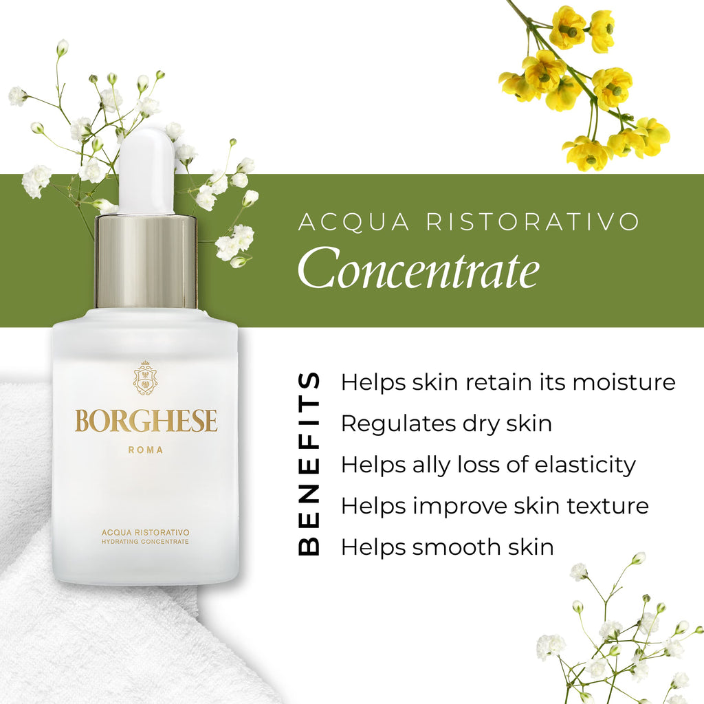 Borghese Acqua Ristorativo Hydrating Concentrate – Smoothing Serum with Hyaluronic Acid & Murumuru Butter