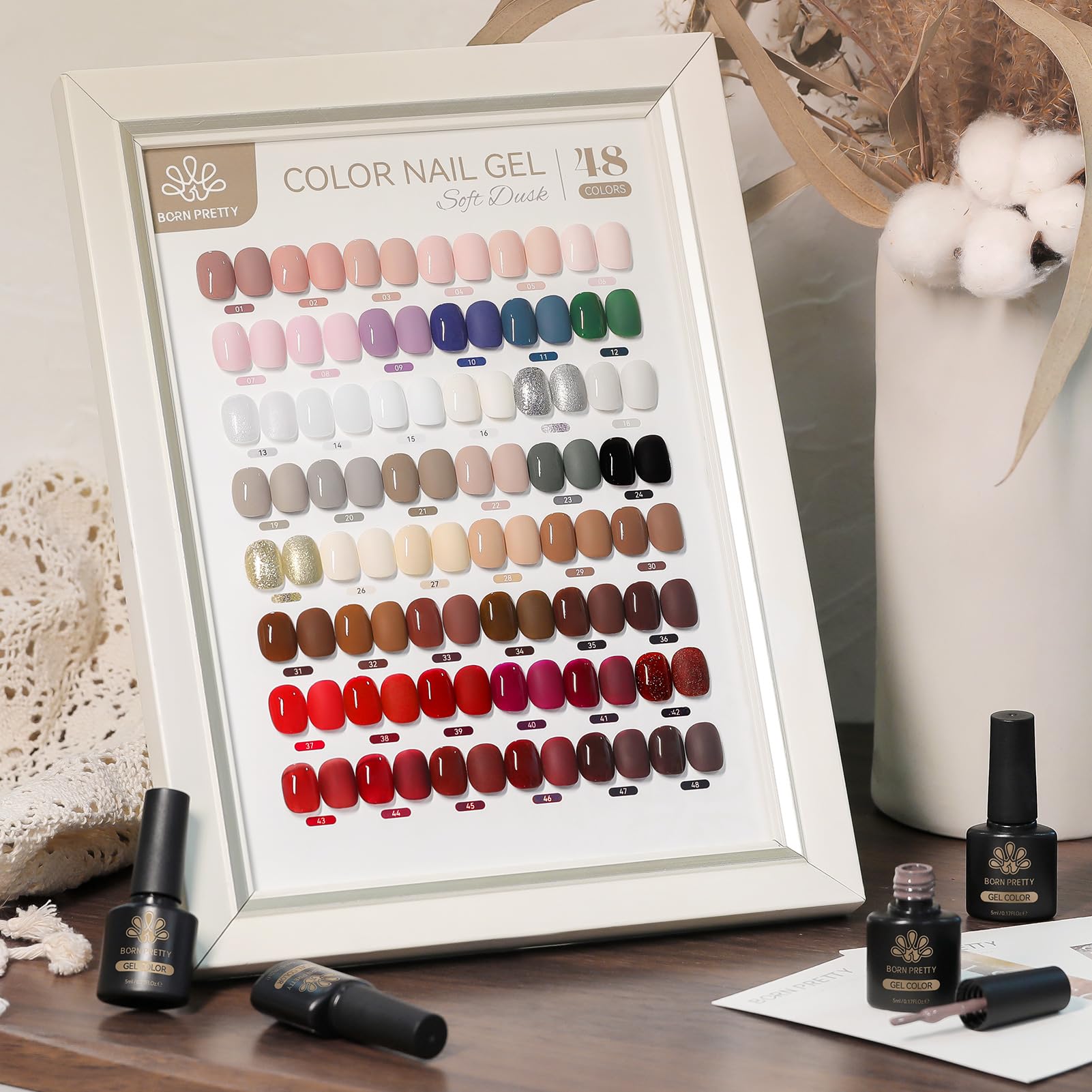 Born Pretty 52Pcs Fall Winter Gel Nail Polish Set – 48 Colors + 4 Base/Top Coats