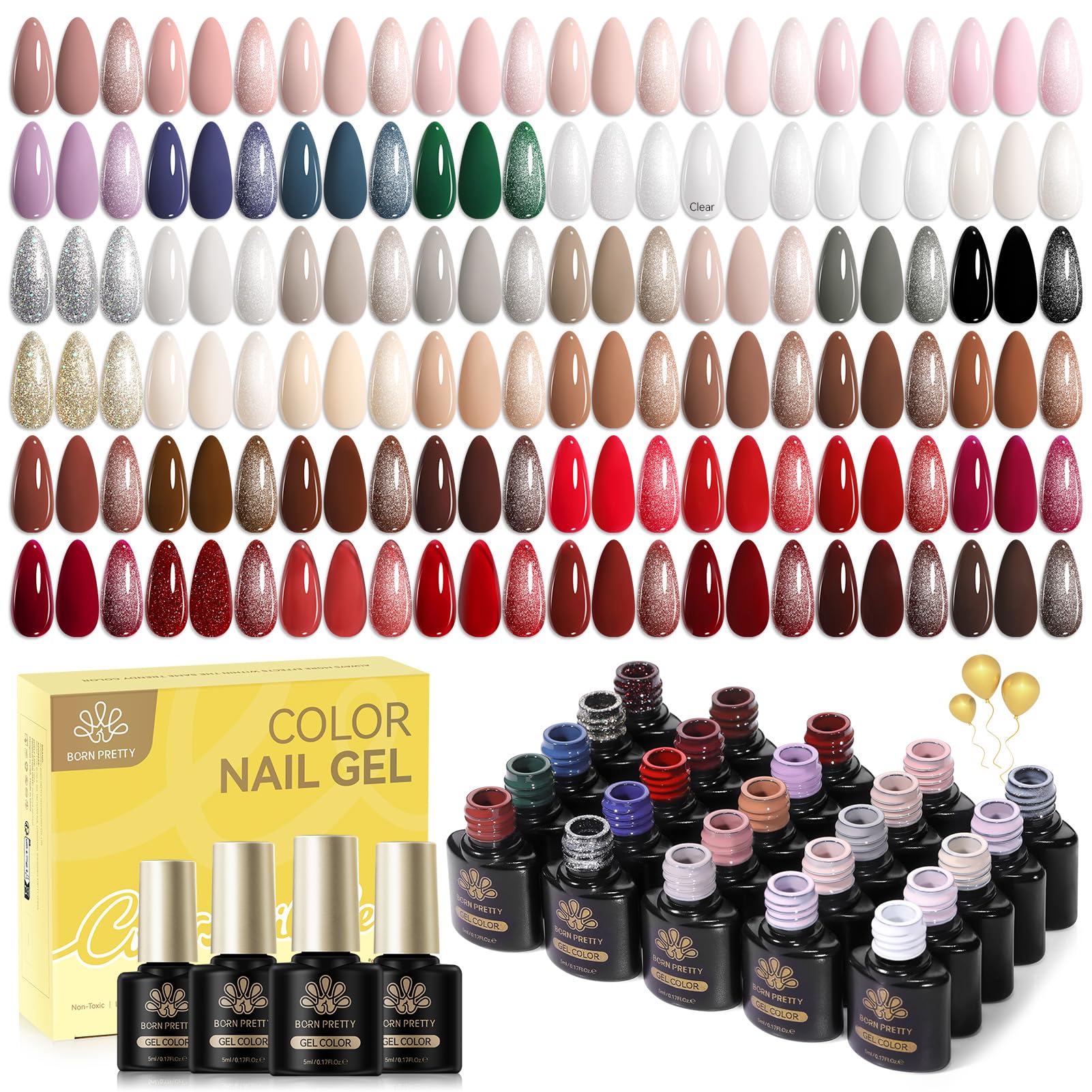 Born Pretty 52Pcs Fall Winter Gel Nail Polish Set – 48 Colors + 4 Base/Top Coats