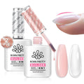 Born Pretty Builder Gel 8-in-1 for Nails – 15ml Clear & Pink Set | Base Gel, Extension Gel, Rhinestone Glue