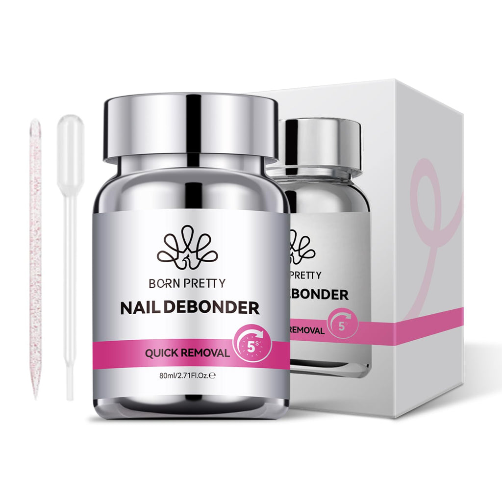 BORN PRETTY 80ML Fast-Acting Nail Glue Remover with Sponge Applicator for Fake Nails, Acrylic Nails & False Tips