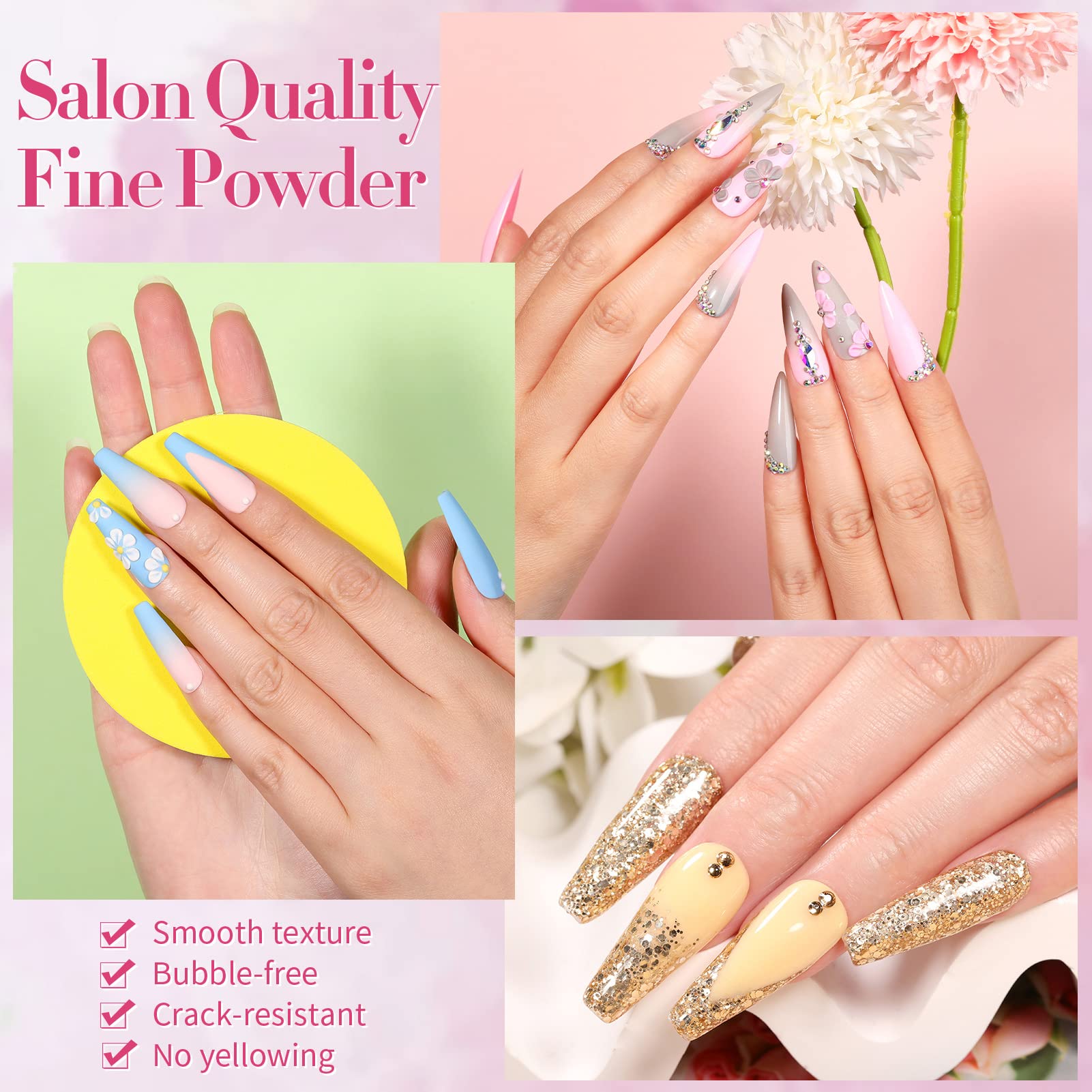 Born Pretty 24-Color Acrylic Powder Set – No Lamp Needed, All Seasons Nails
