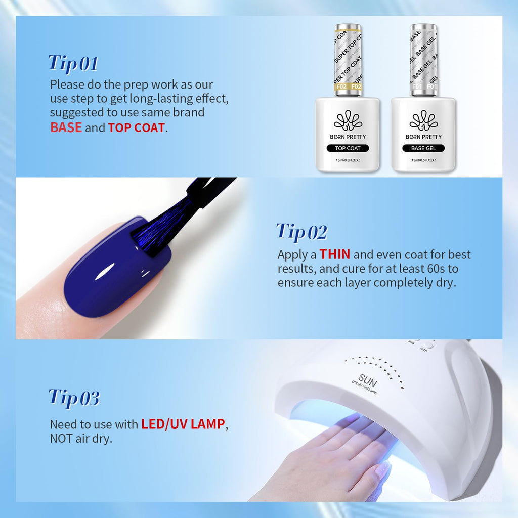 Born Pretty Blue Gel Nail Polish Set – 6 Colors for Nails