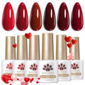 Born Pretty Red Gel Nail Polish Set – Burgundy, Blood Red, Cherry, Wine Red, 7ml x6