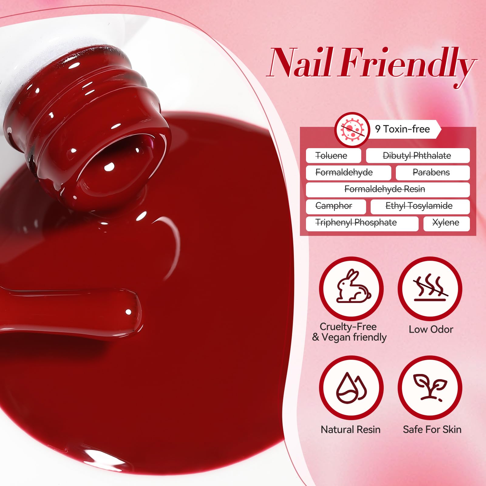 Born Pretty Red Gel Nail Polish Set – Burgundy, Blood Red, Cherry, Wine Red, 7ml x6
