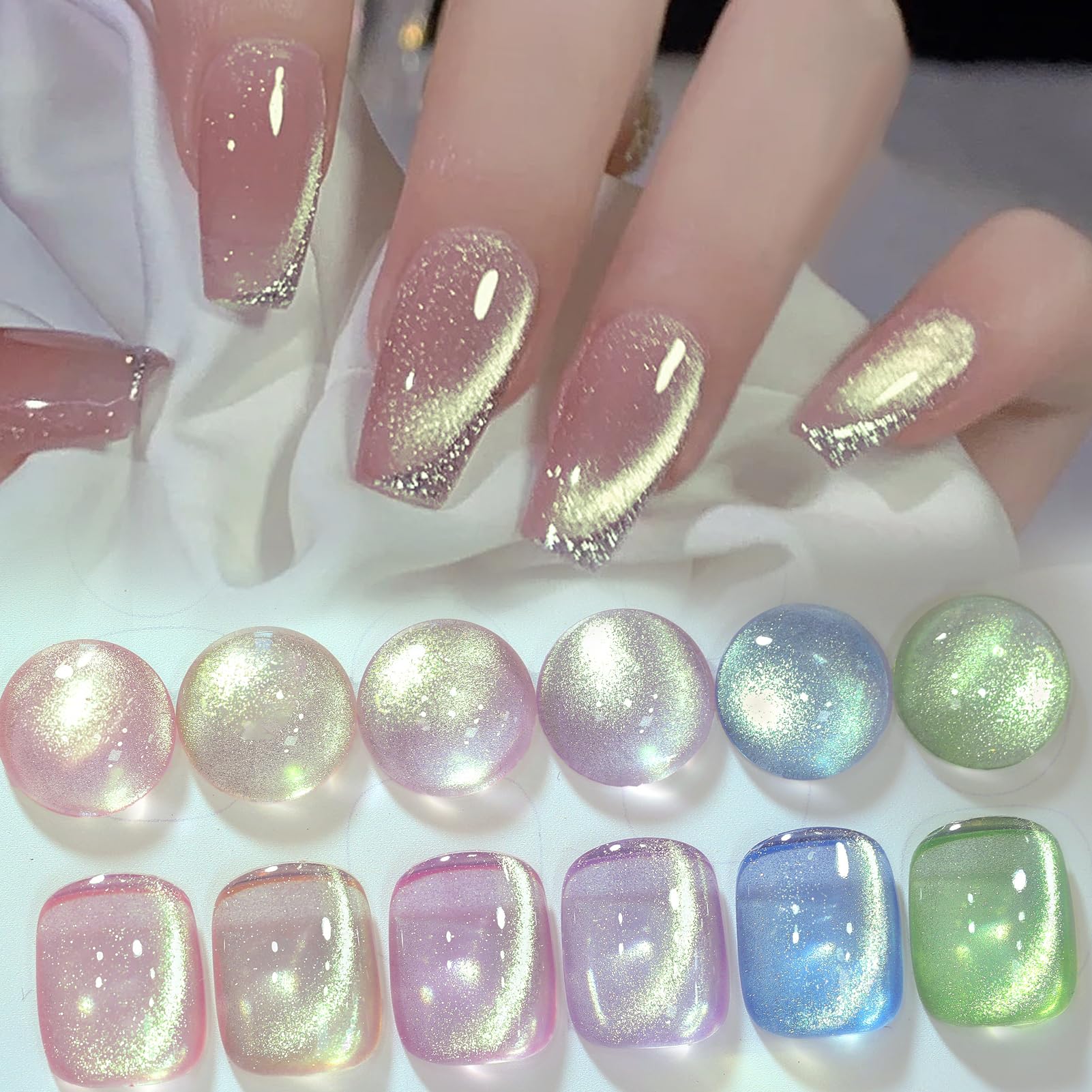 Born Pretty Cat Eye Magnetic Gel Nail Polish Set – Shimmering Aurora Holographic Nails