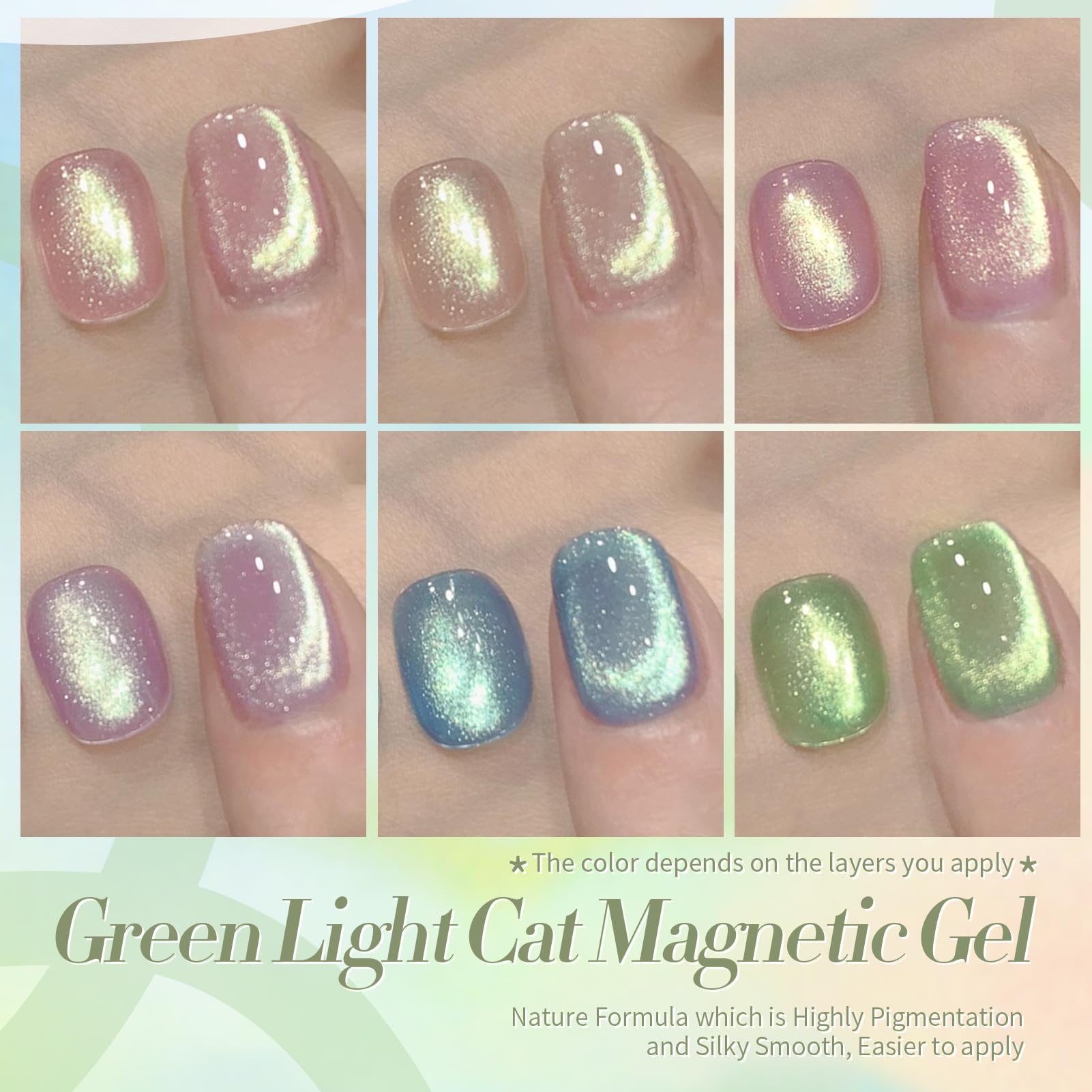 Born Pretty Cat Eye Magnetic Gel Nail Polish Set – Shimmering Aurora Holographic Nails