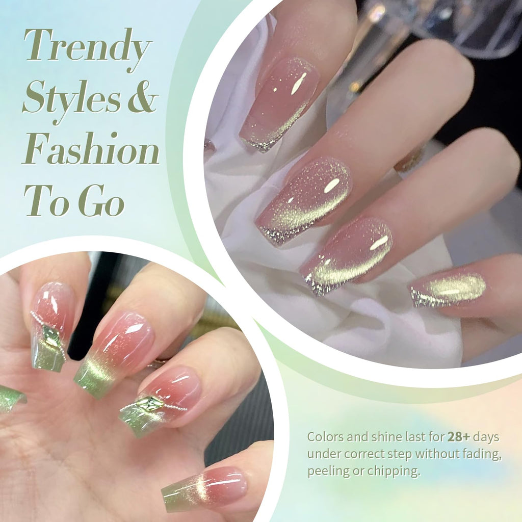 Born Pretty Cat Eye Magnetic Gel Nail Polish Set – Shimmering Aurora Holographic Nails