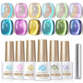 Born Pretty Cat Magnetic Eye Gel Nail Polish – Aurora Mermaid Blue Purple Pink Yellow Red, 6PCS 7ml for Nail Art & DIY