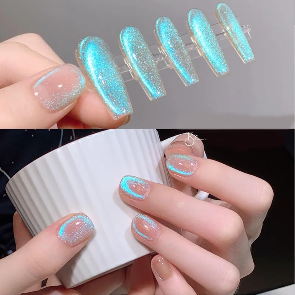 Born Pretty Cat Magnetic Eye Gel Nail Polish – Aurora Mermaid Blue Purple Pink Yellow Red, 6PCS 7ml for Nail Art & DIY
