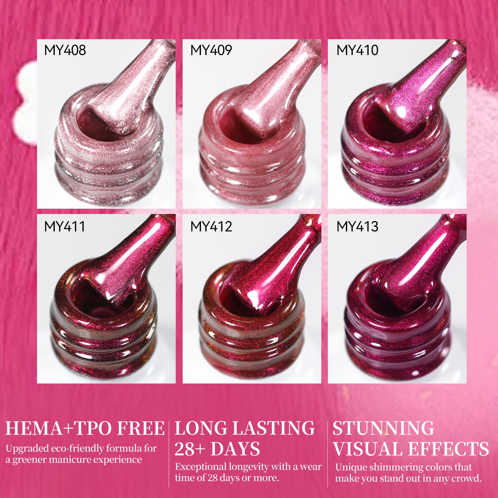 Born Pretty Cat Magnetic Eye Gel Nail Polish Set – 6 Colors, HEMA & TPO Free
