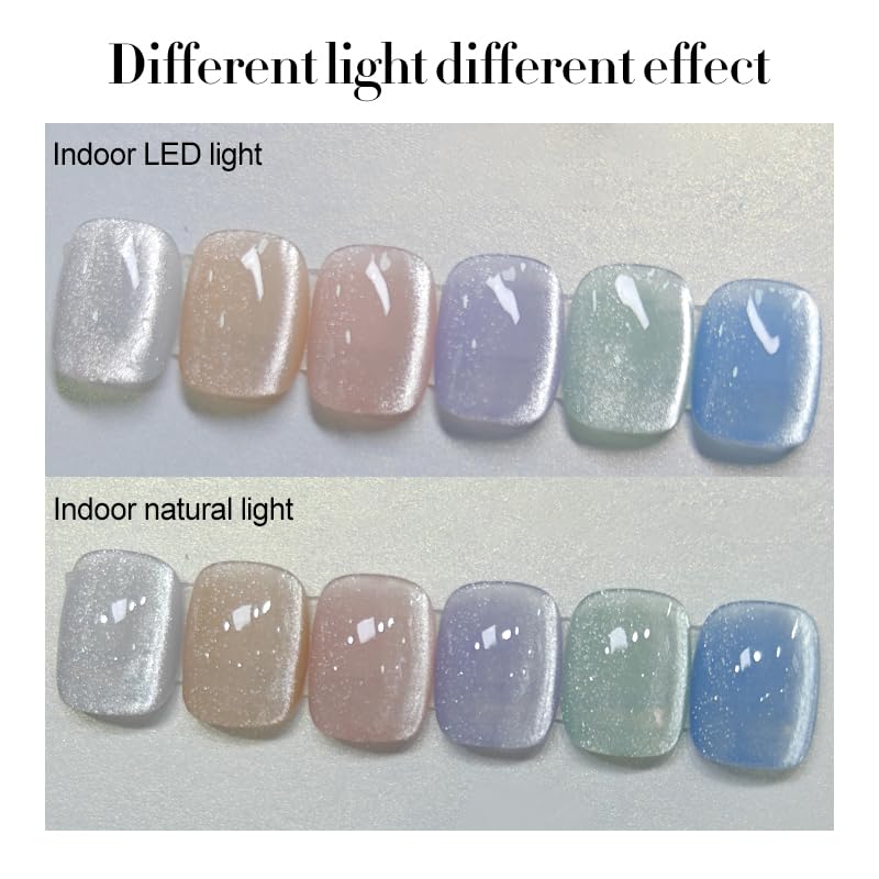 Born Pretty Cat Magnetic Gel Nail Polish Set – Pastel Milky Colors, 7ml x6