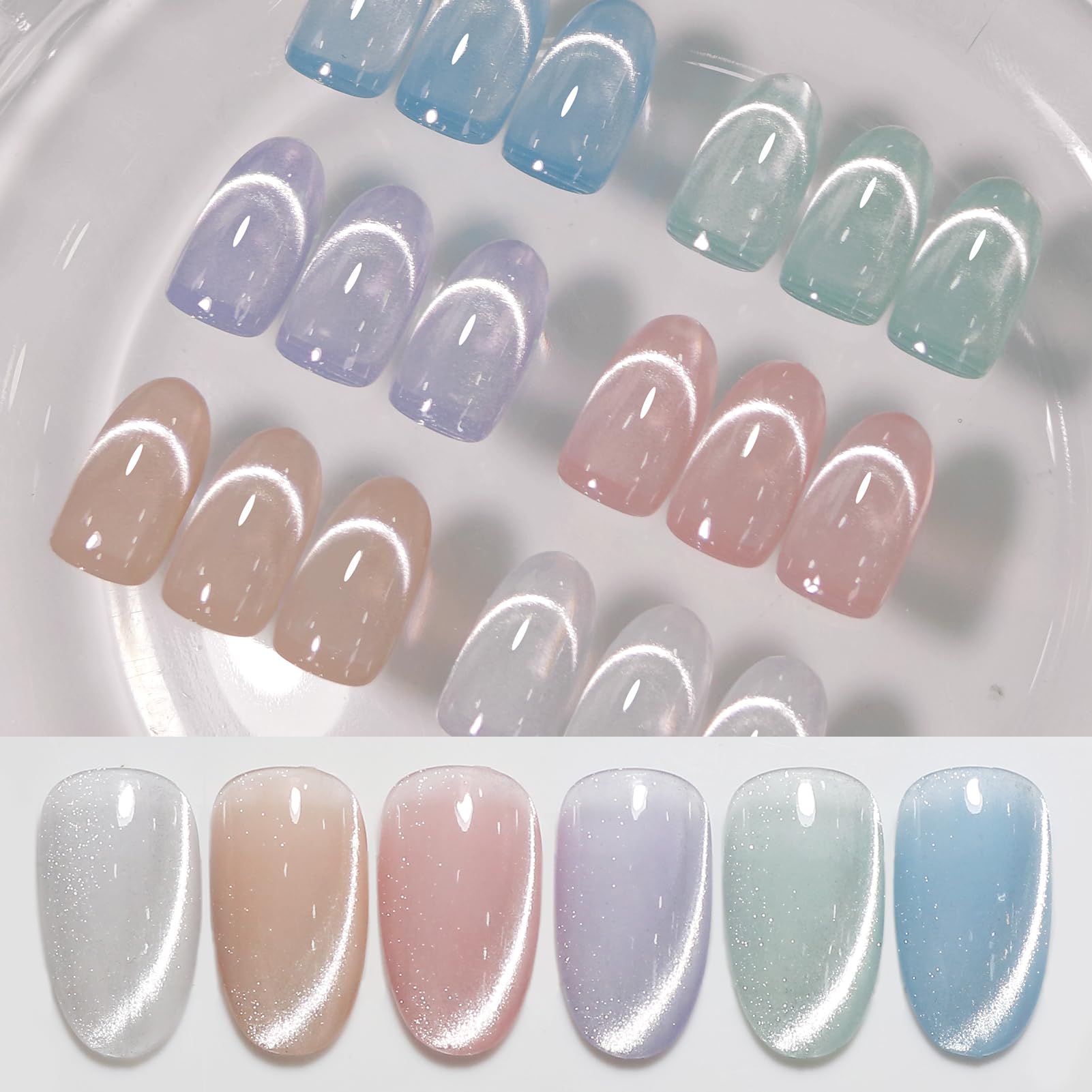 Born Pretty Cat Magnetic Gel Nail Polish Set – Pastel Milky Colors, 7ml x6