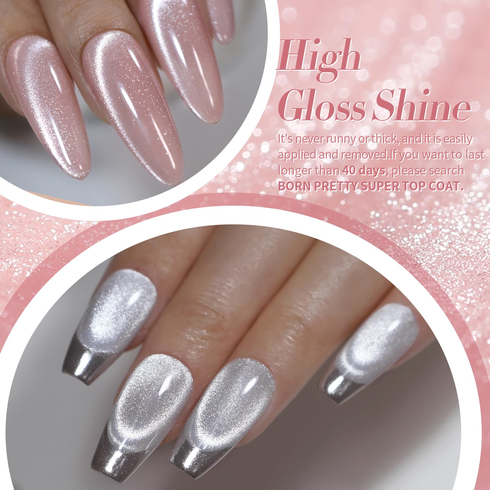 Born Pretty Cat Magnetic Gel Nail Polish Set – Pastel Milky Colors, 7ml x6