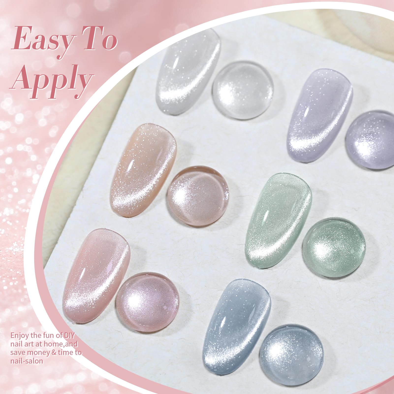 Born Pretty Cat Magnetic Gel Nail Polish Set – Pastel Milky Colors, 7ml x6