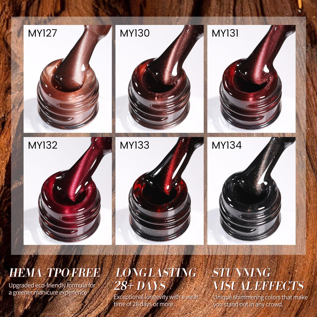 Born Pretty Cat Magnetic Eye Gel Nail Polish Kit – 6x7ml Magnetic Gel Colors (Fall/Winter Glitter)