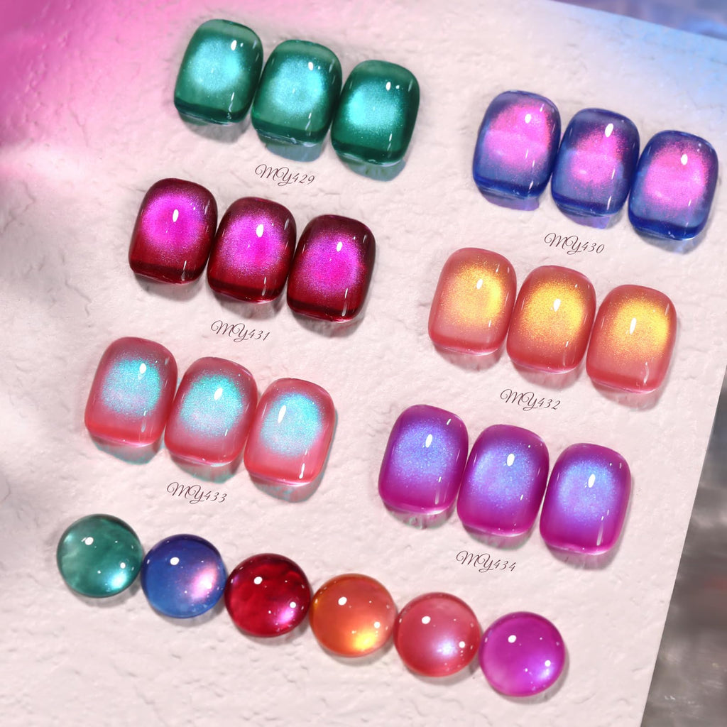 Born Pretty Cat Magnetic Eye Gel Nail Polish Set – 6×7ml Pink & Blue Crystal Glitter, HEMA/TPO Free, DIY at Home