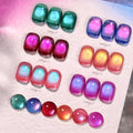 Born Pretty Cat Magnetic Eye Gel Nail Polish Set – 6×7ml Pink & Blue Crystal Glitter, HEMA/TPO Free, DIY at Home