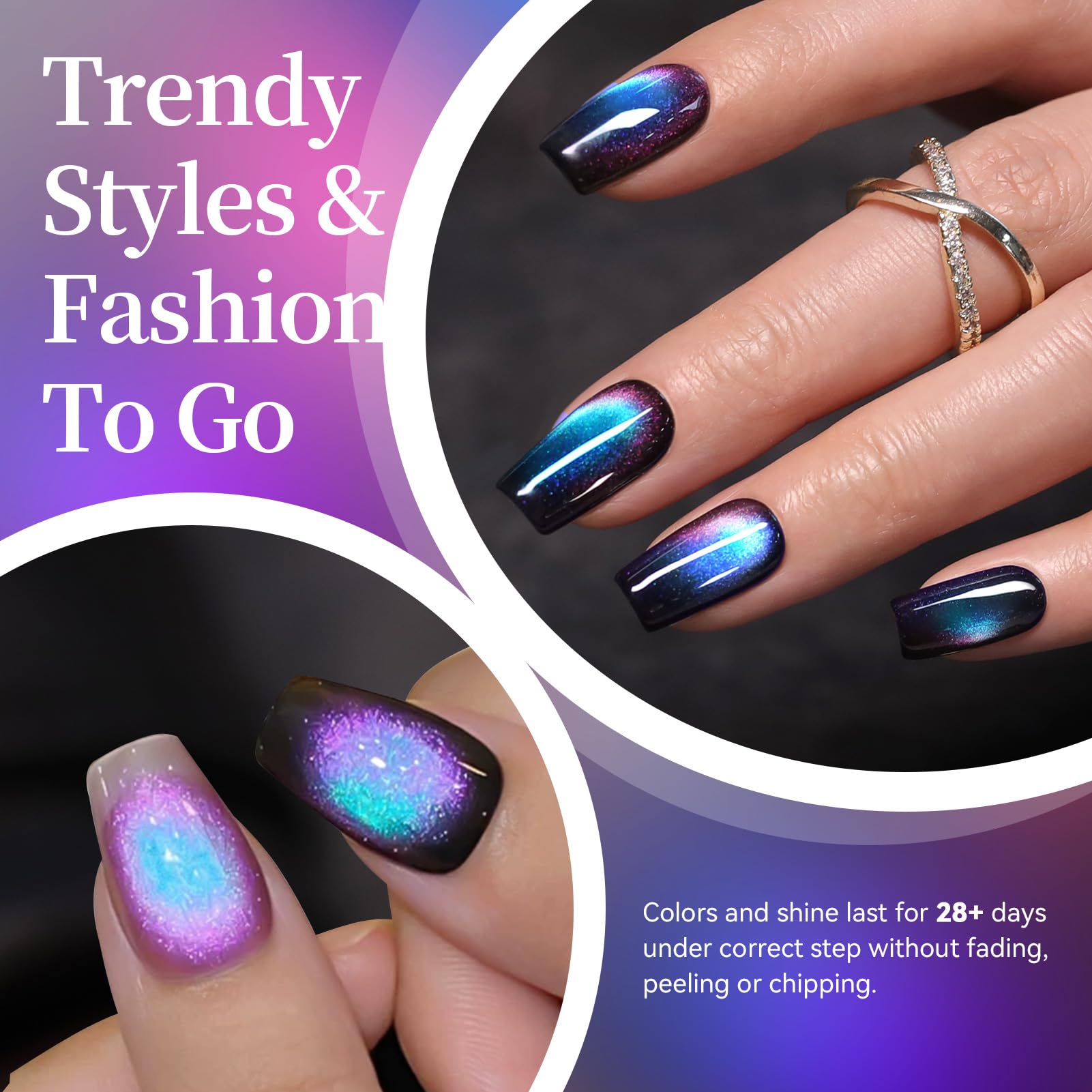 Born Pretty Cat Magnetic Eye Gel Nail Polish Set – 6×7ml, HEMA&TPO Free, Glitter Auroras