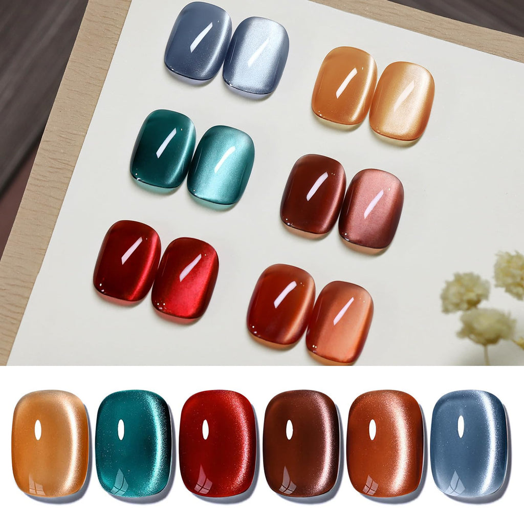 Born Pretty Cat Magnetic Eye Gel Nail Polish Kit (6Pcs) – Jelly Glass Crystal Magnetic Nail Polish