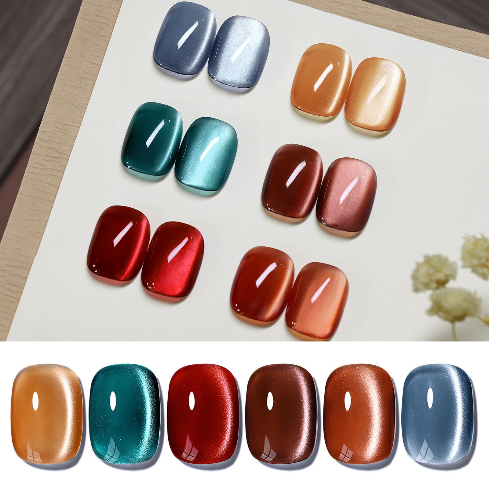 Born Pretty Cat Magnetic Eye Gel Nail Polish Kit (6Pcs) – Jelly Glass Crystal Magnetic Nail Polish