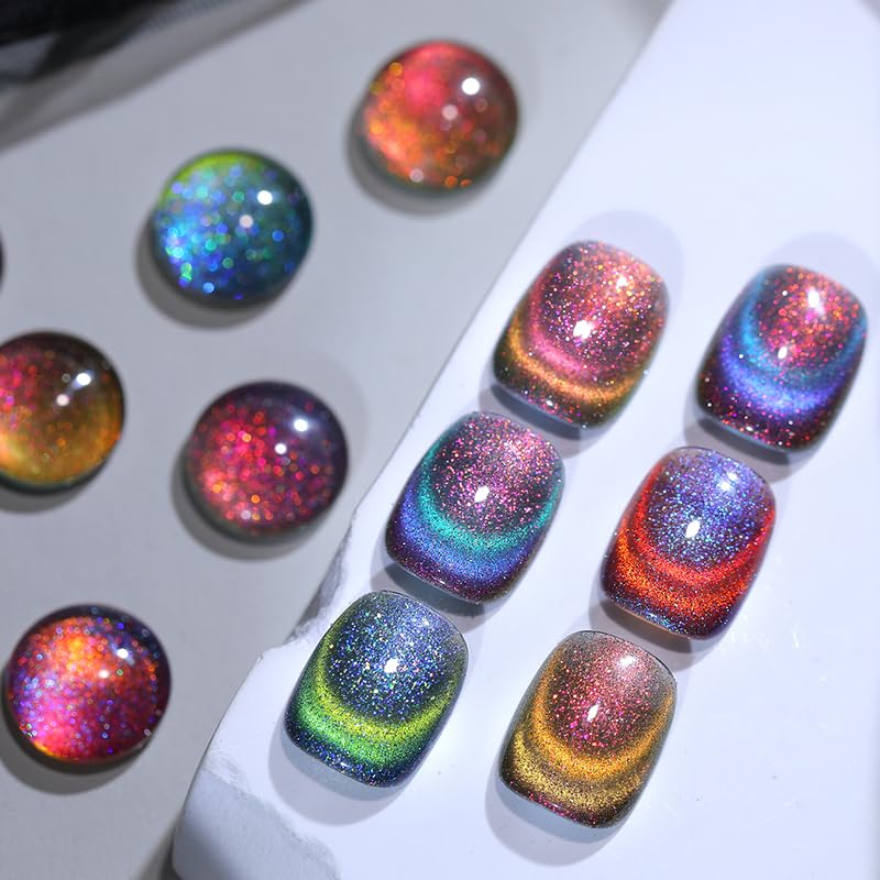 Born Pretty Cat Magnetic Gel Nail Polish Set 9D Chameleon Glitter – 6pcs